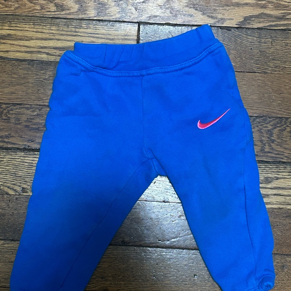 Nike Kids Royal Blue Joggers with Pink Swoosh